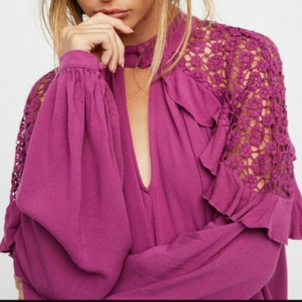 Free People Lace Cold Shoulder Lit Bit of Love